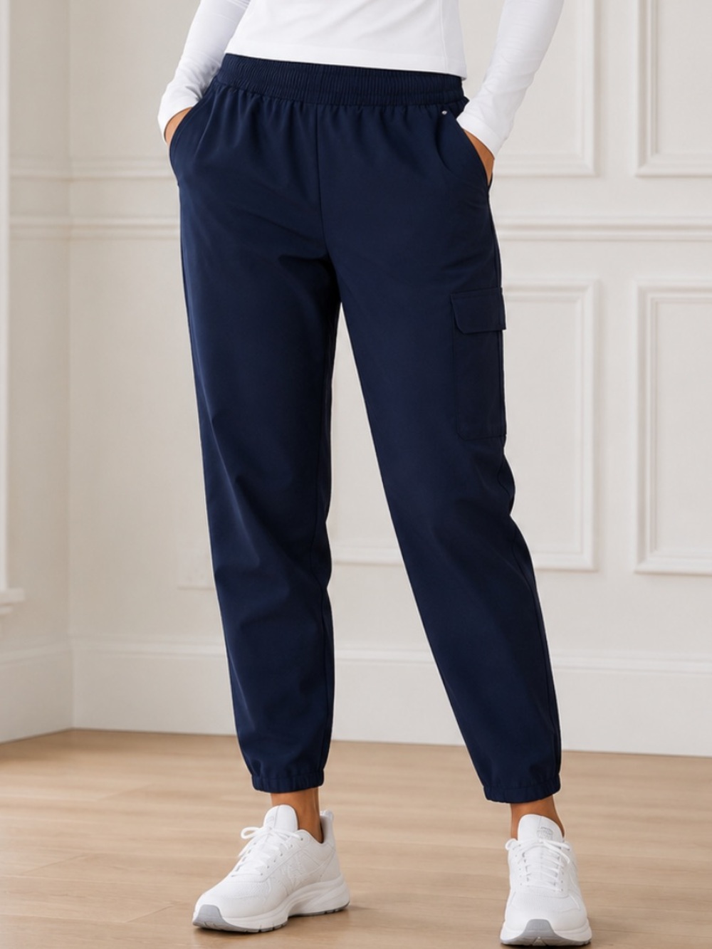 Navy Cargo Jogger Pants by Layers - Lightly Lined, Comfortable Fit
